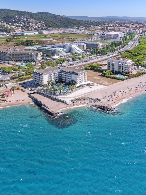 On the beach, sun loungers, beach umbrellas, beach bar
