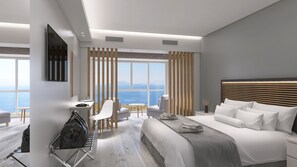 Junior studio suite, gedeeltelijk uitzicht op zee | Gratis wifi, beddengoed