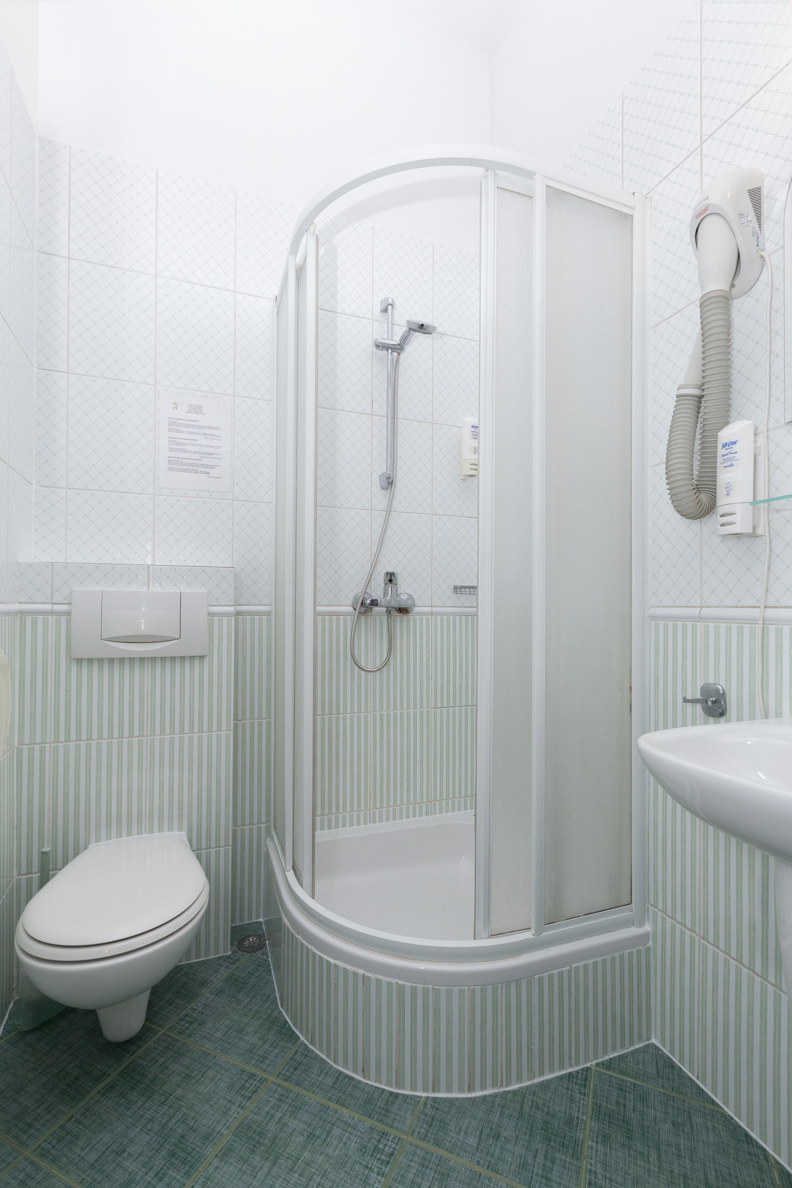 free toiletries, hair dryer, towels