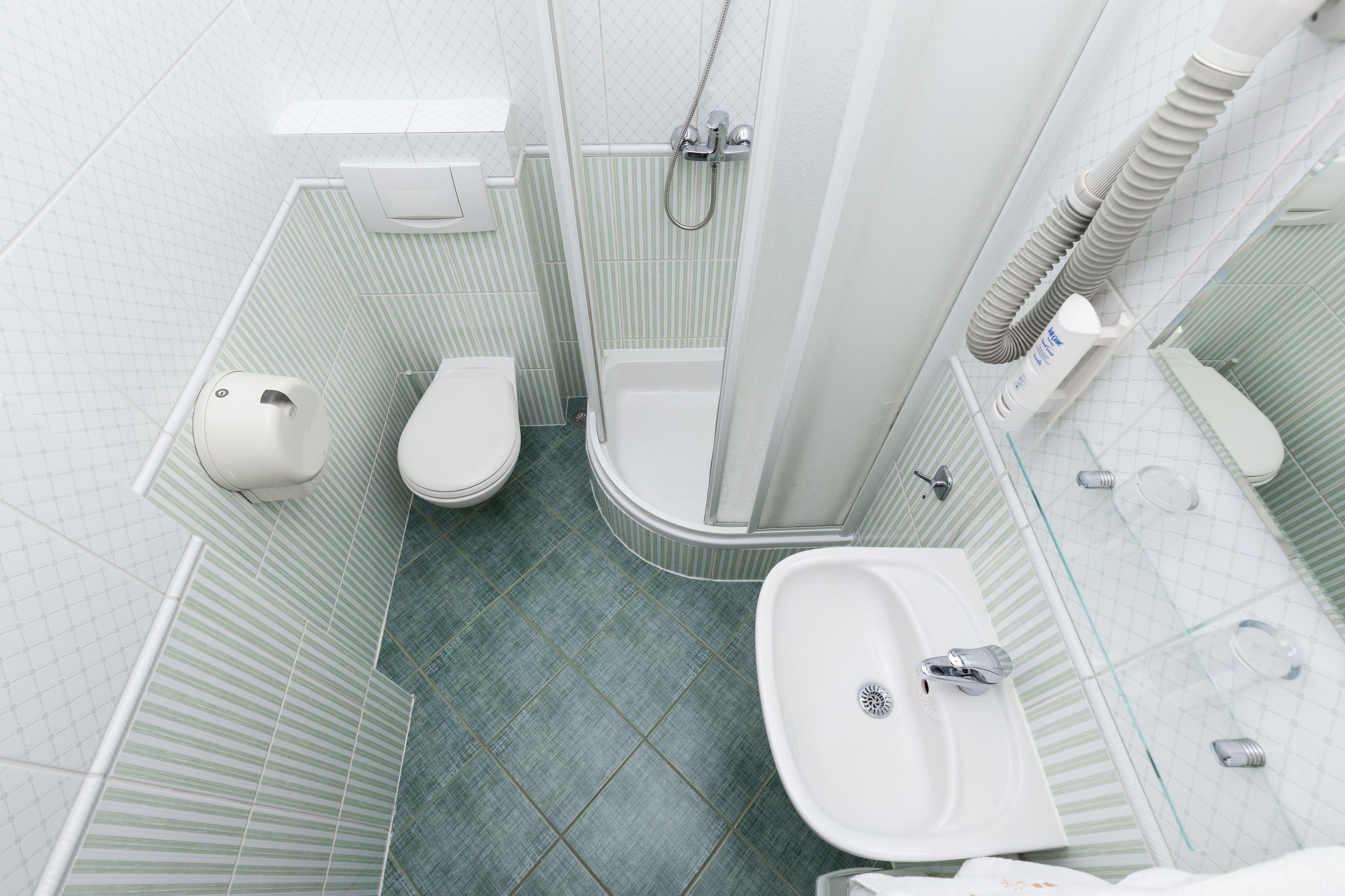 free toiletries, hair dryer, towels