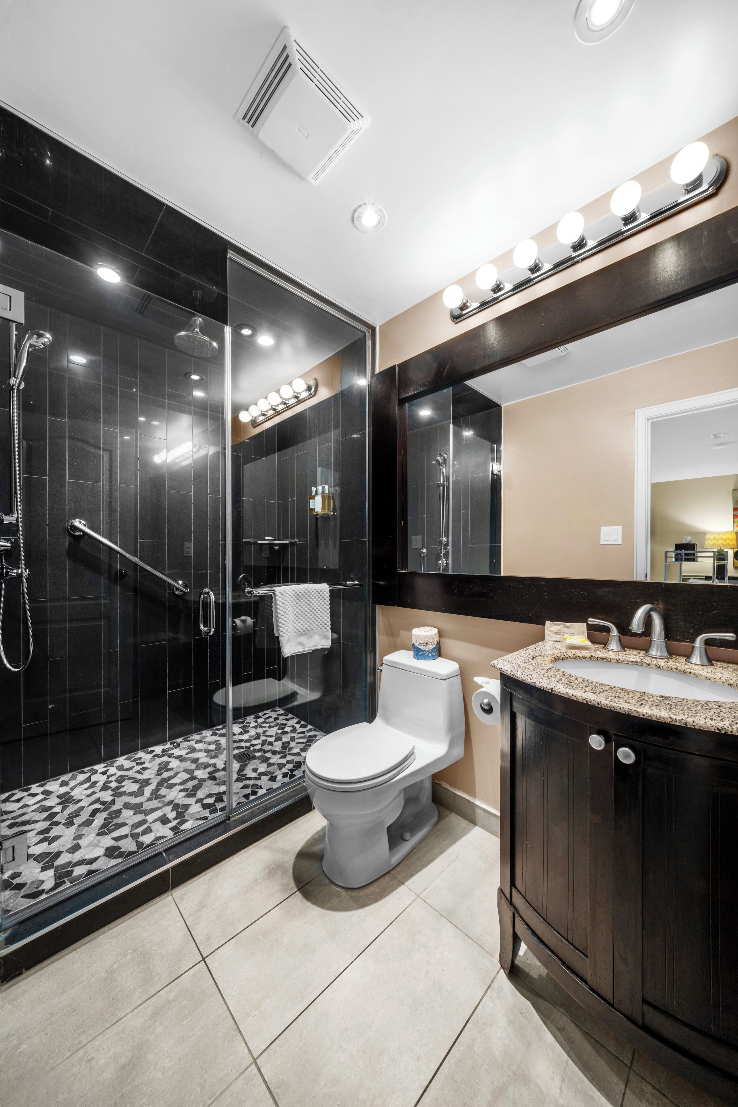 club room (located on second floor, stair access only) | bathroom | rainfall showerhead, designer toiletries, hair dryer, bathrobes