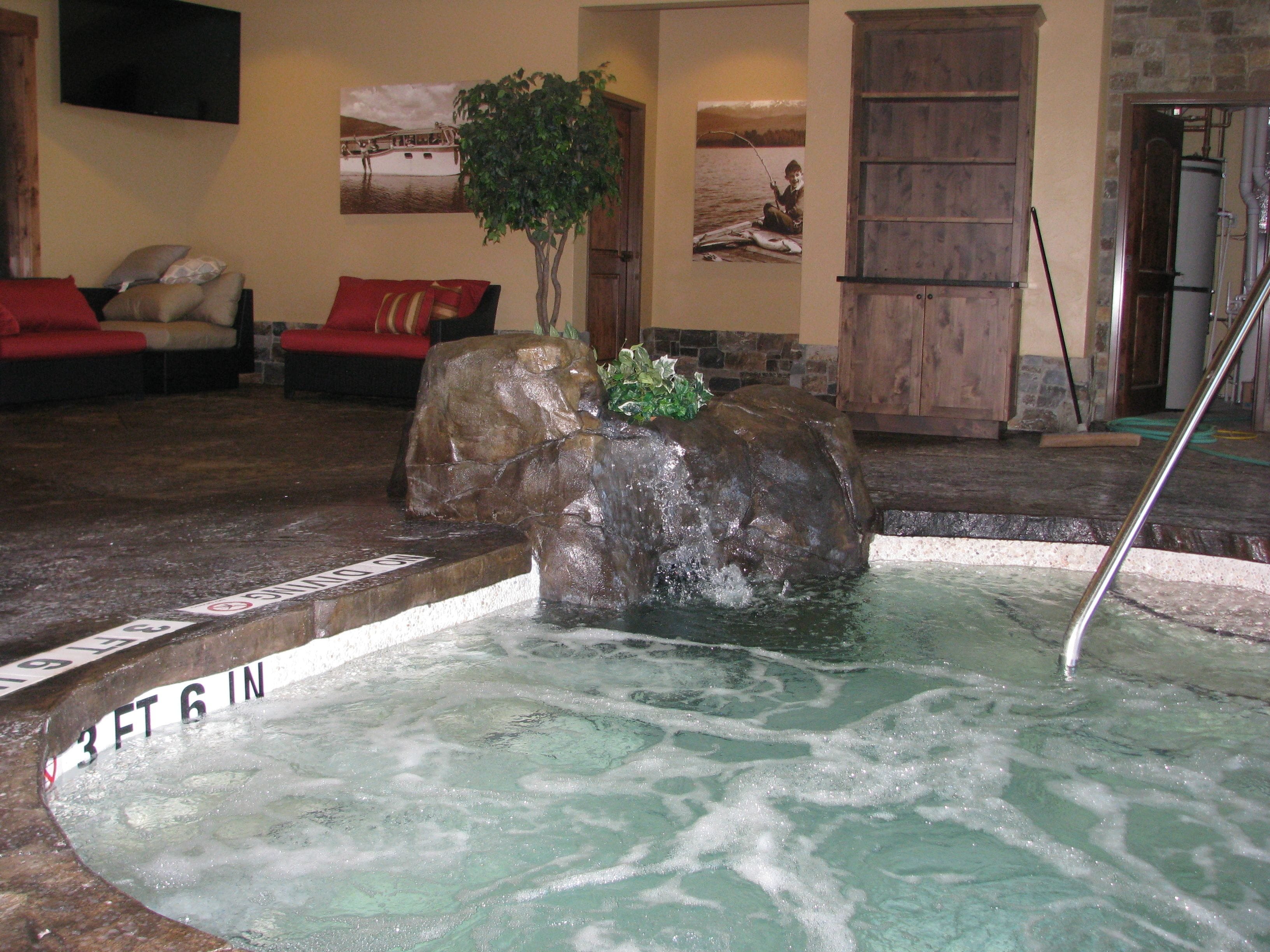 indoor pool, outdoor pool, pool umbrellas, pool loungers