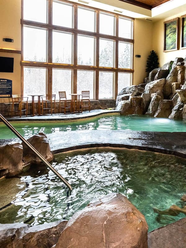 Indoor pool, outdoor pool, pool umbrellas, sun loungers