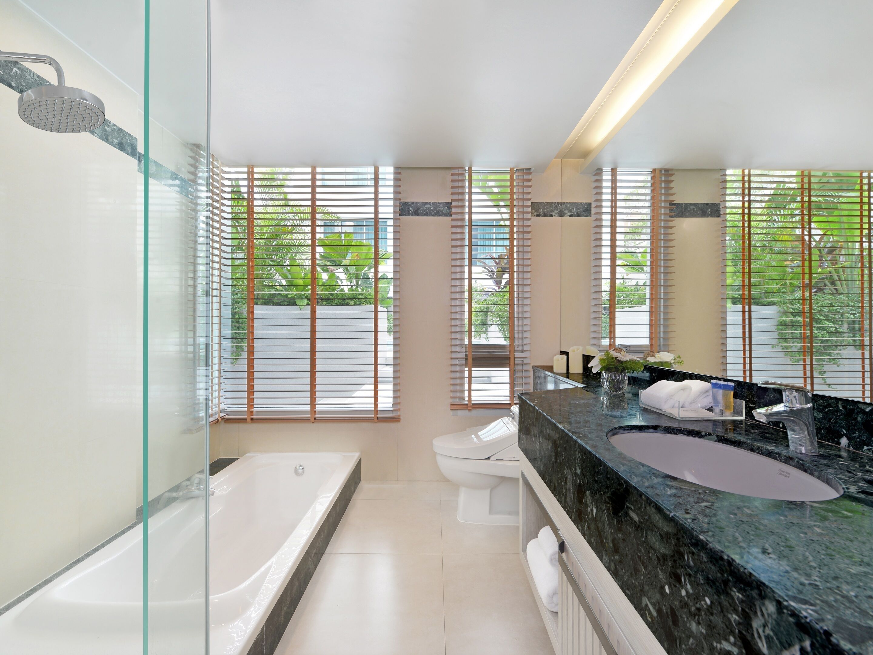 free toiletries, hair dryer, bathrobes, slippers