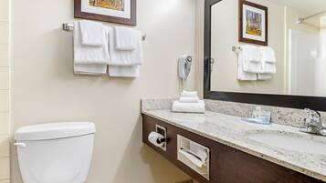 Free toiletries, hair dryer, towels, soap
