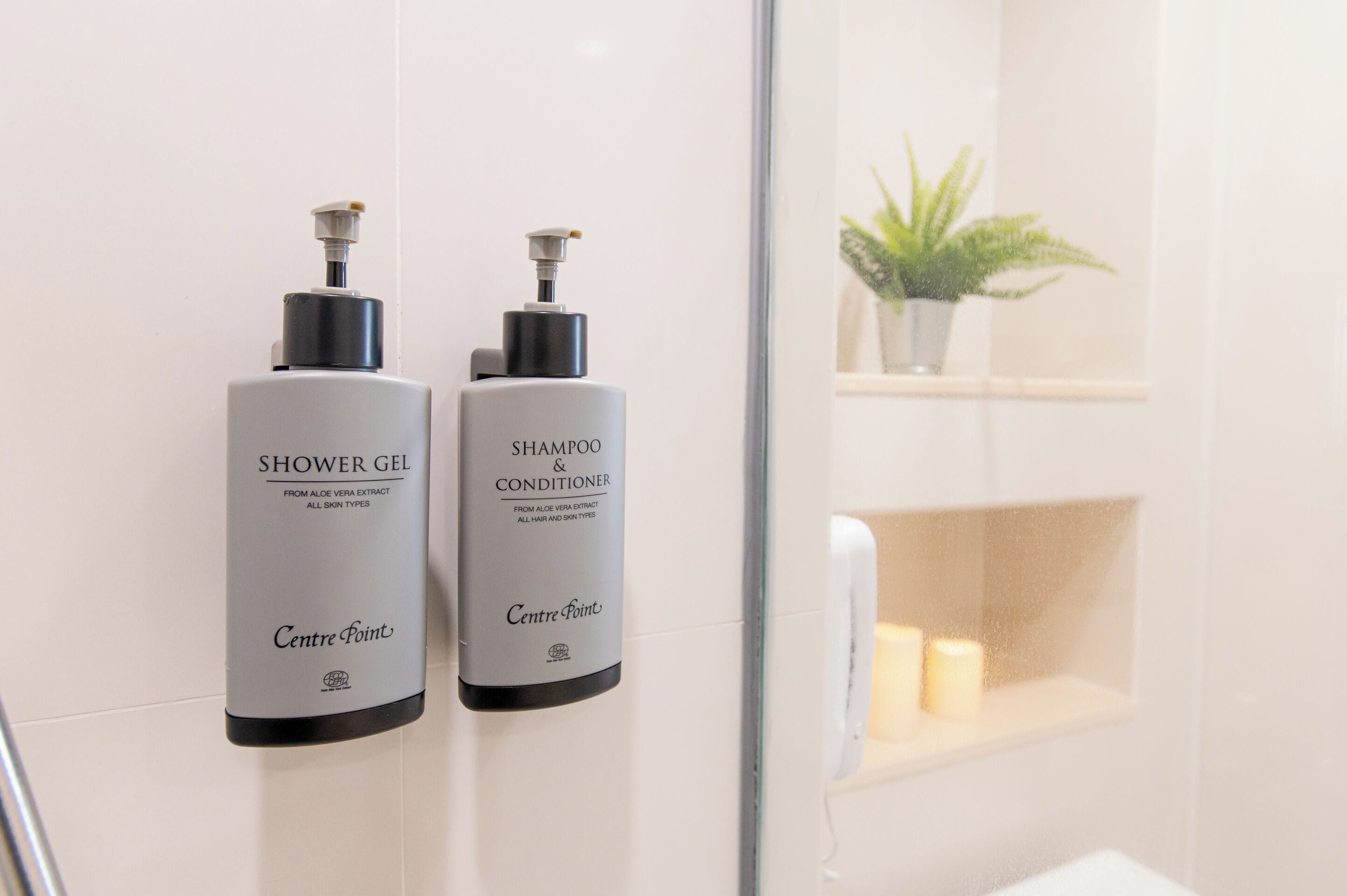 separate bathtub and shower, free toiletries, hair dryer, slippers