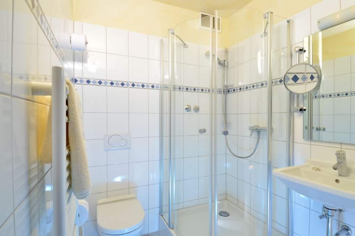 free toiletries, hair dryer, towels