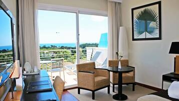 Deluxe Double Room, Sea View | Living area | 43-inch LED TV with digital channels, TV