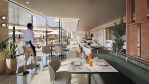 A modern restaurant with a glass facade, indoor dining area, and a bar. - Senator Banús Adults Recomended (Estepona)