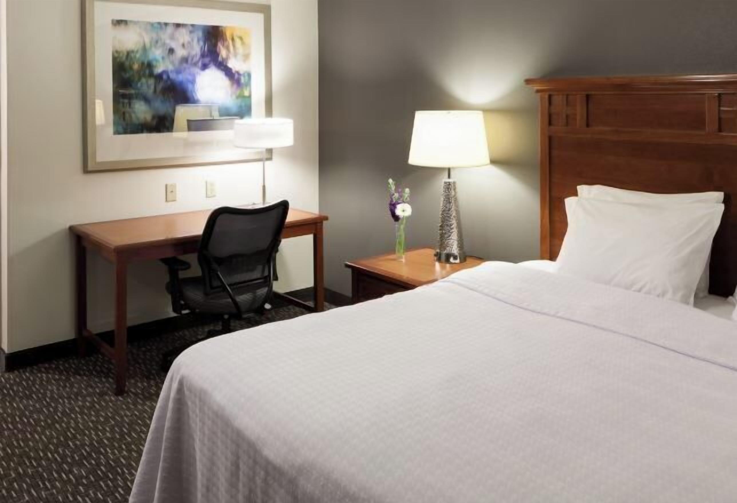 Egyptian cotton sheets, premium bedding, desk, laptop workspace