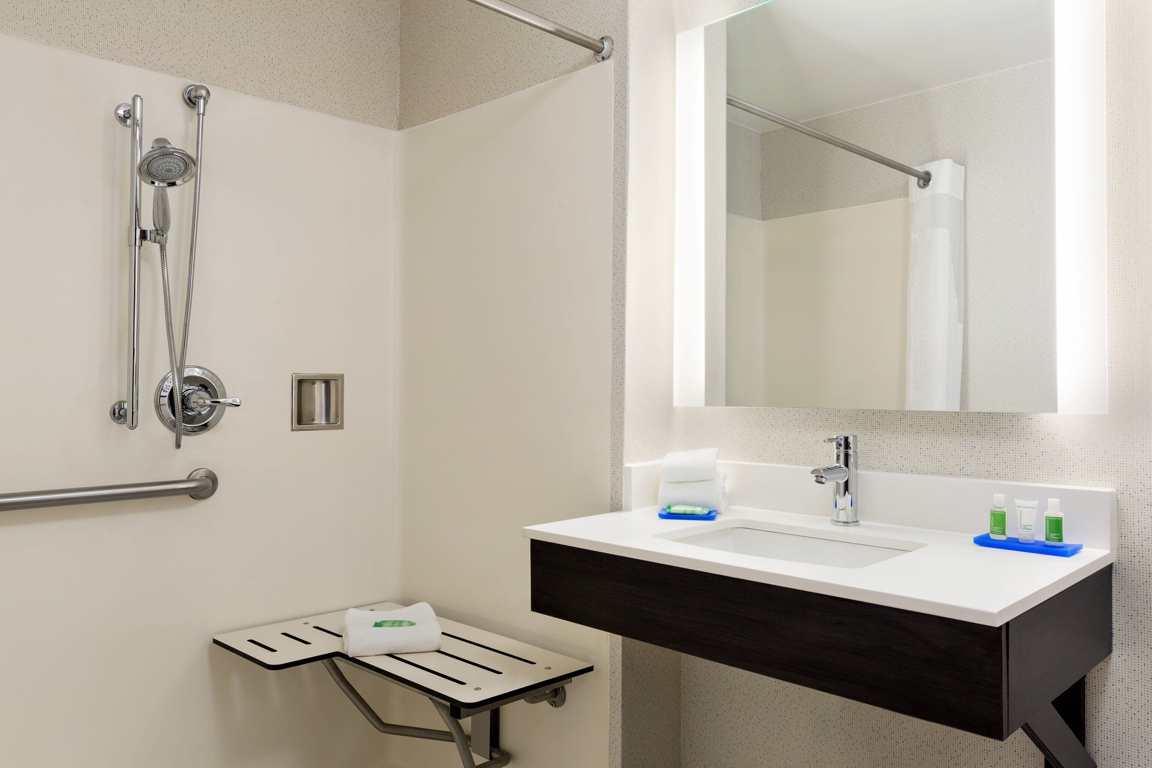 standard room, 2 queen beds, accessible (mobility, roll-in shower) | bathroom | free toiletries, hair dryer, towels