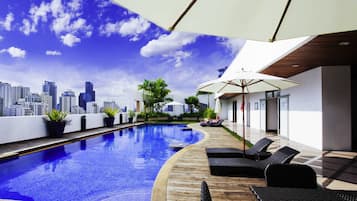 Outdoor pool, open 6 AM to 10 PM, sun loungers