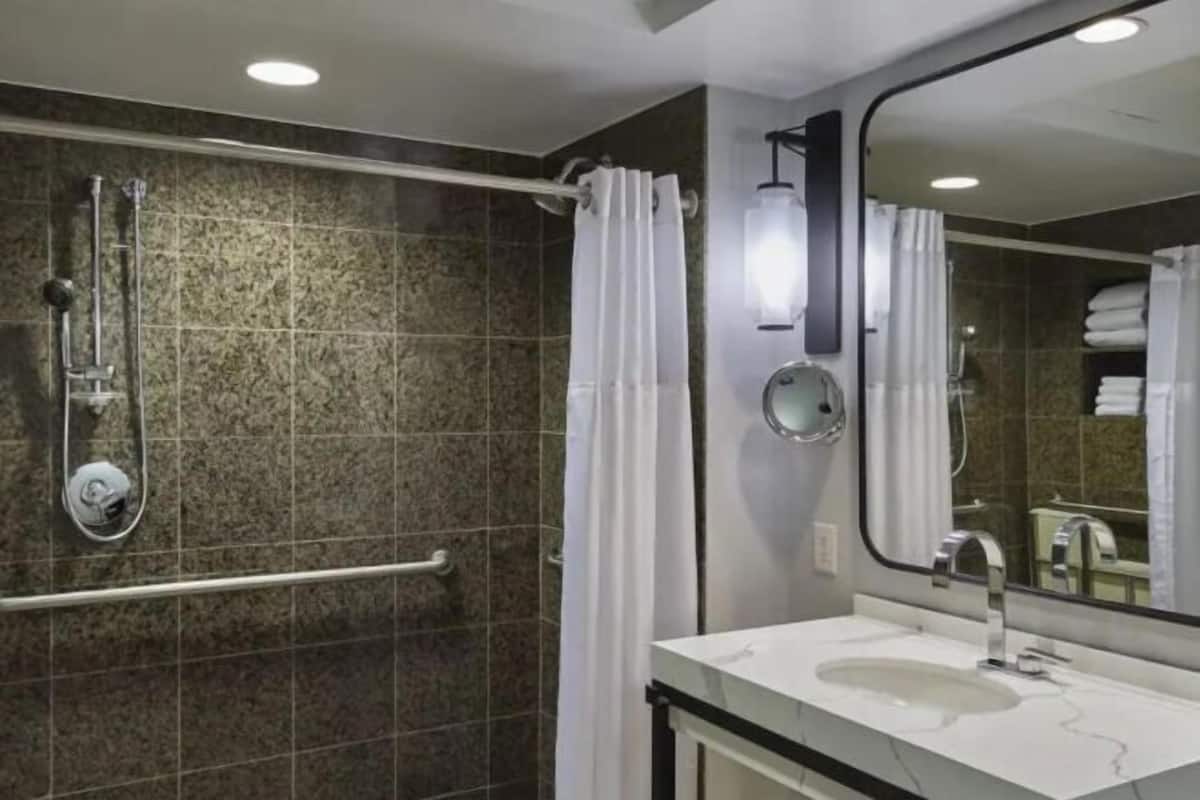 Bathroom | Separate bathtub and shower, rainfall showerhead, designer toiletries