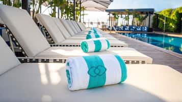 Outdoor pool, sun loungers