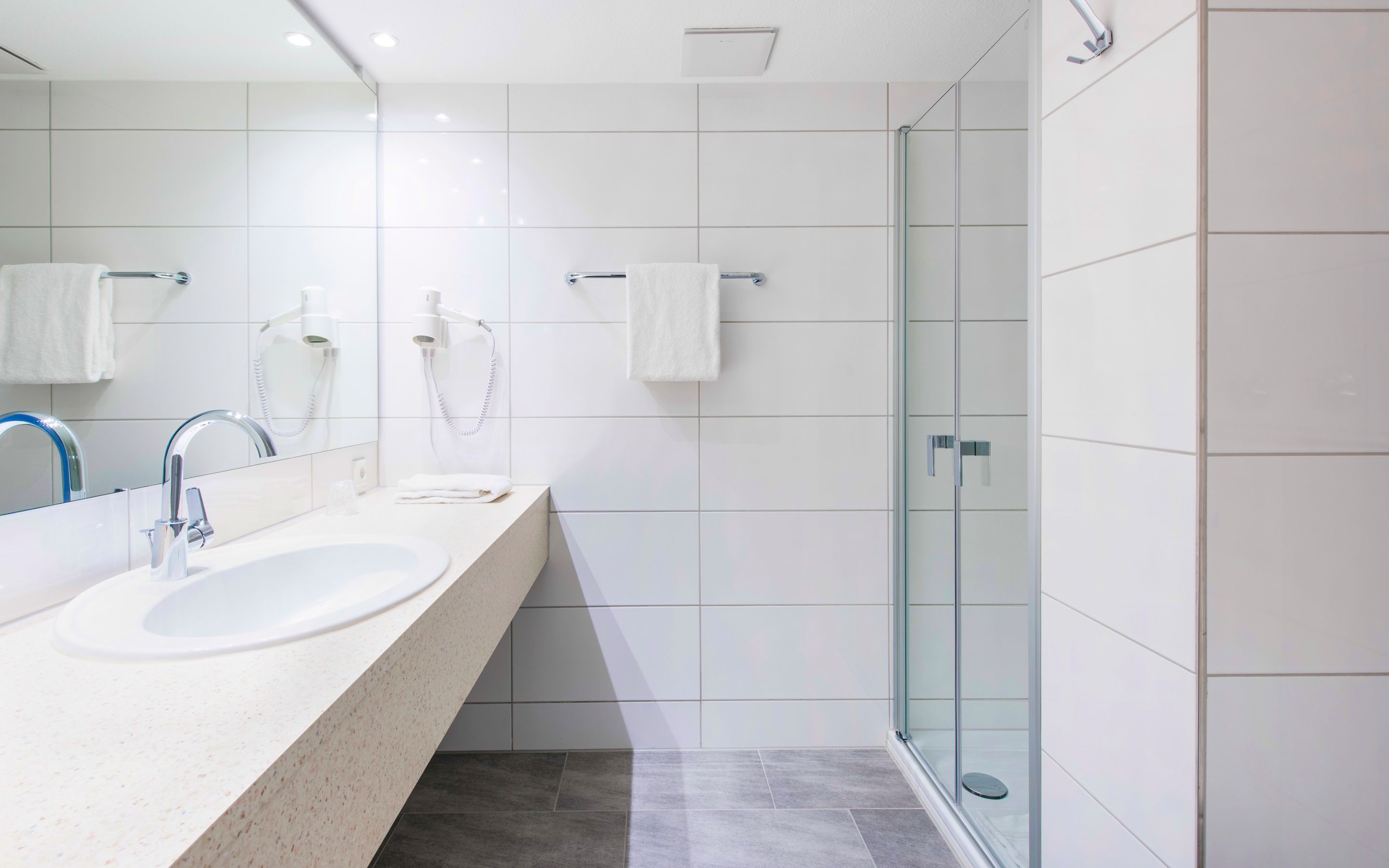 economy single room (single bed) | bathroom | hair dryer, towels