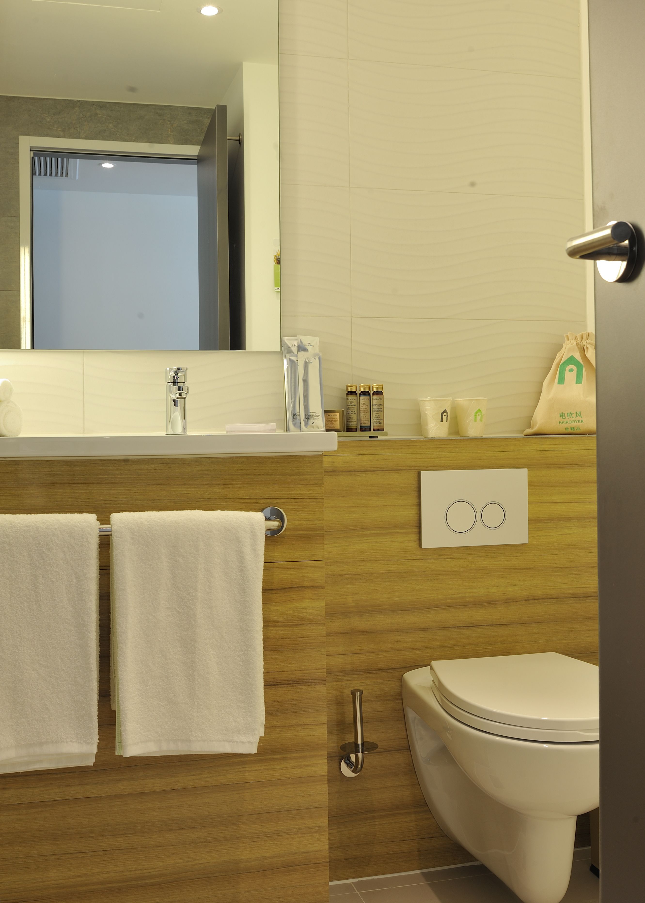 shower, rainfall showerhead, designer toiletries, hair dryer