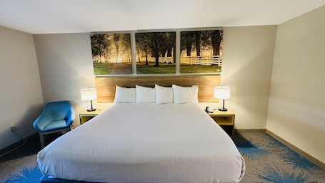 Desk, laptop workspace, free WiFi, bed sheets