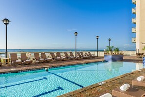 Outdoor pool, pool loungers