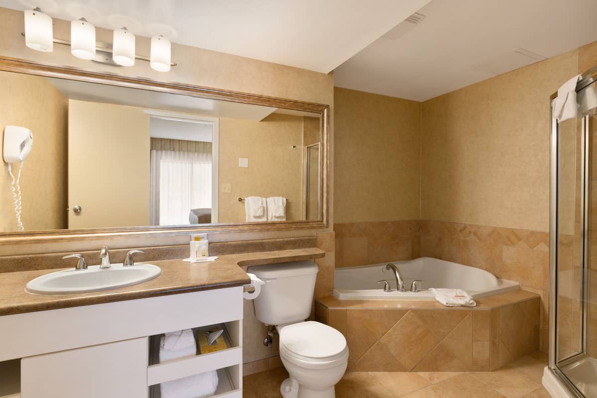 deluxe suite, 1 king bed with sofa bed, non smoking, jetted tub (kitchen) | jetted bathtub