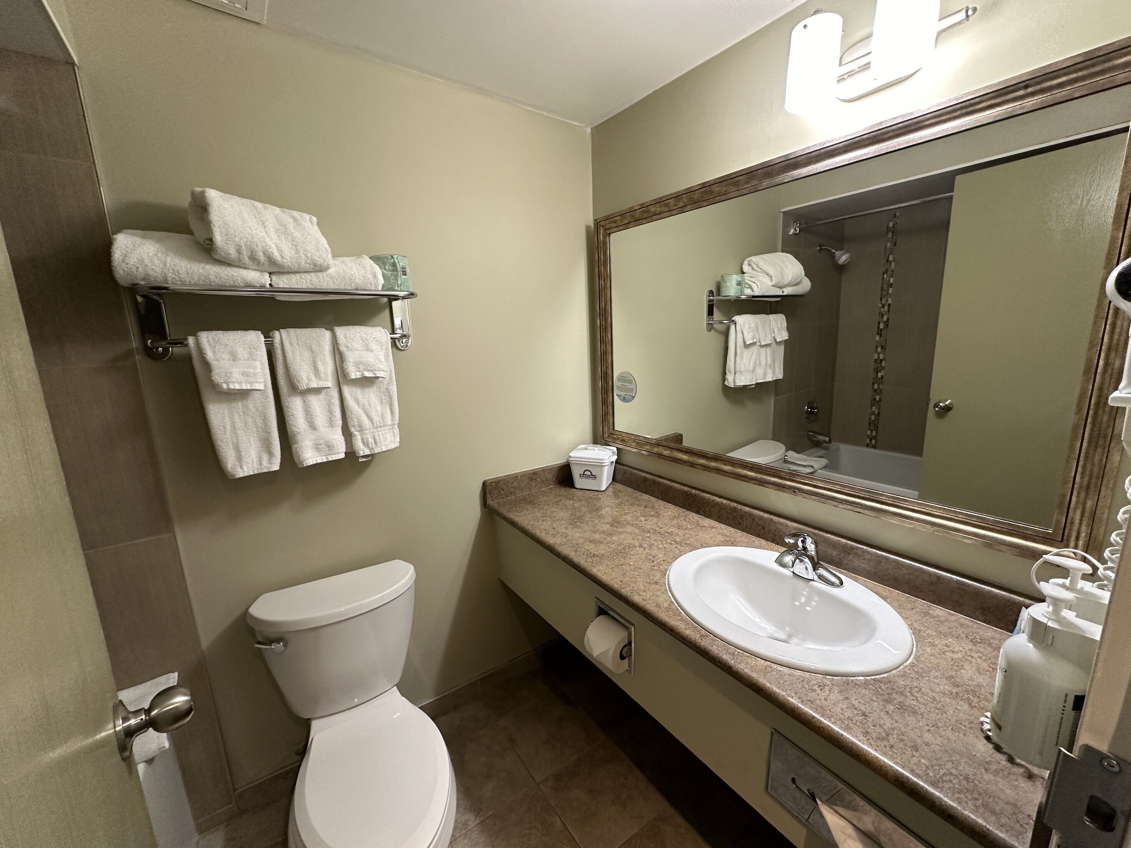 deluxe room, 1 queen bed, non smoking, kitchenette | bathroom | free toiletries, hair dryer, towels