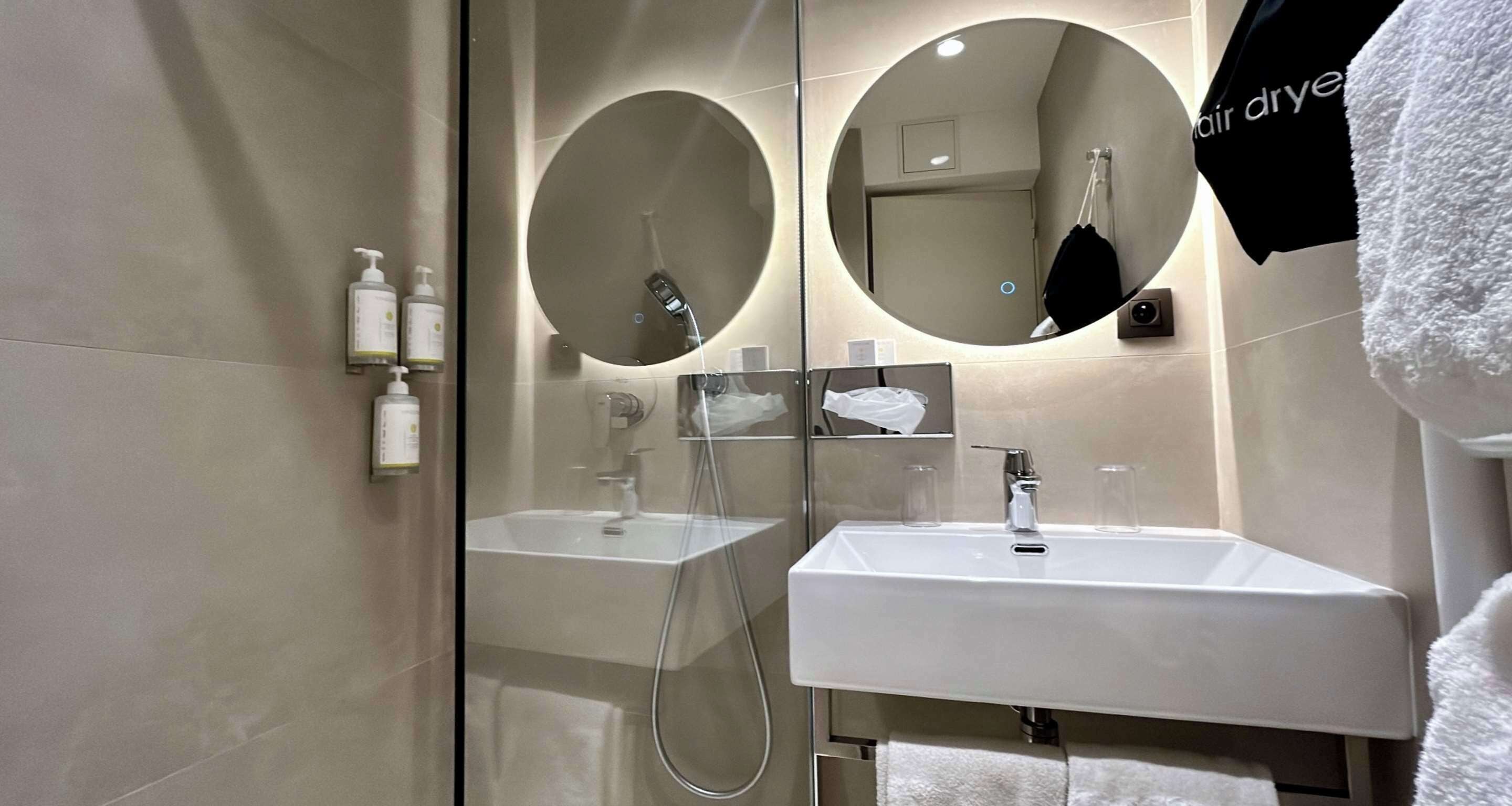 Hair dryer, towels
