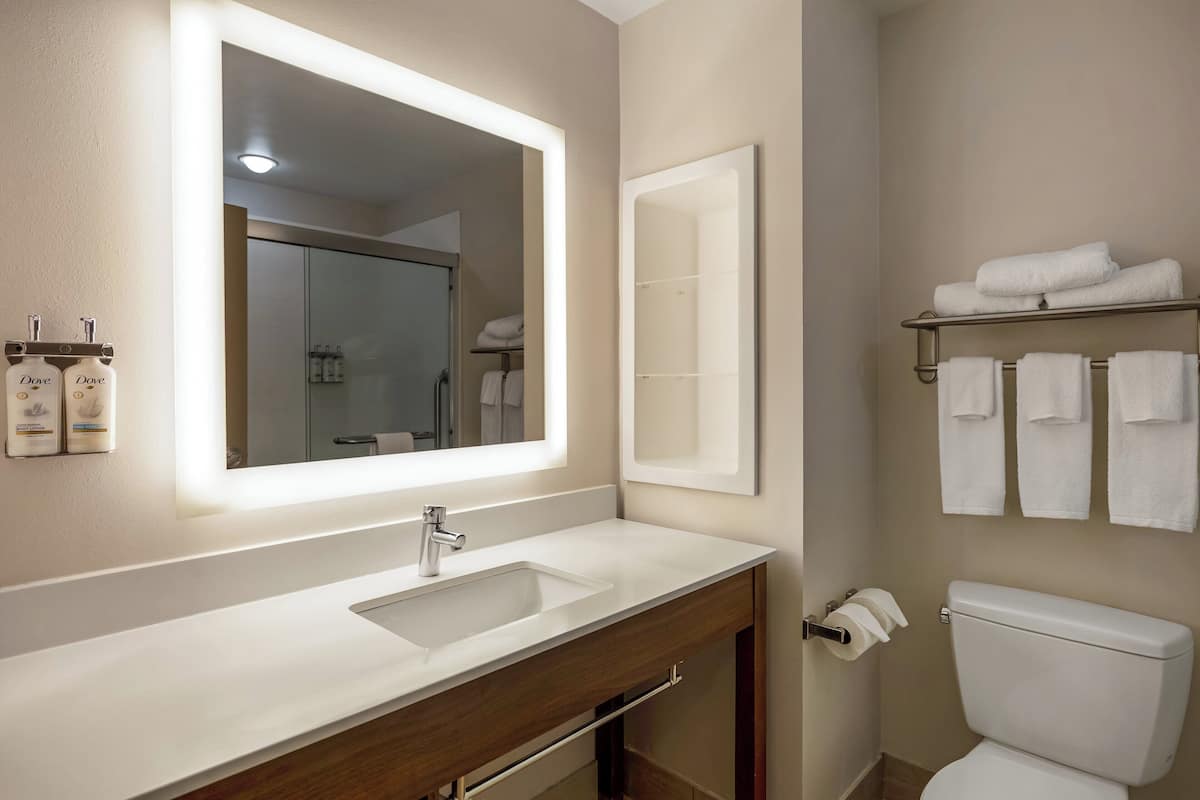 Ensemble douche/baignoire, articles de toilette gratuits, sèche-cheveux