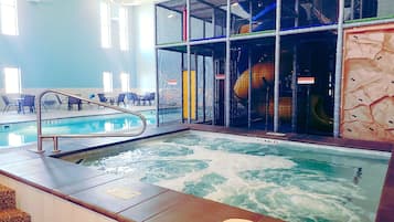 Indoor pool, open 8 AM to 10 PM, pool loungers