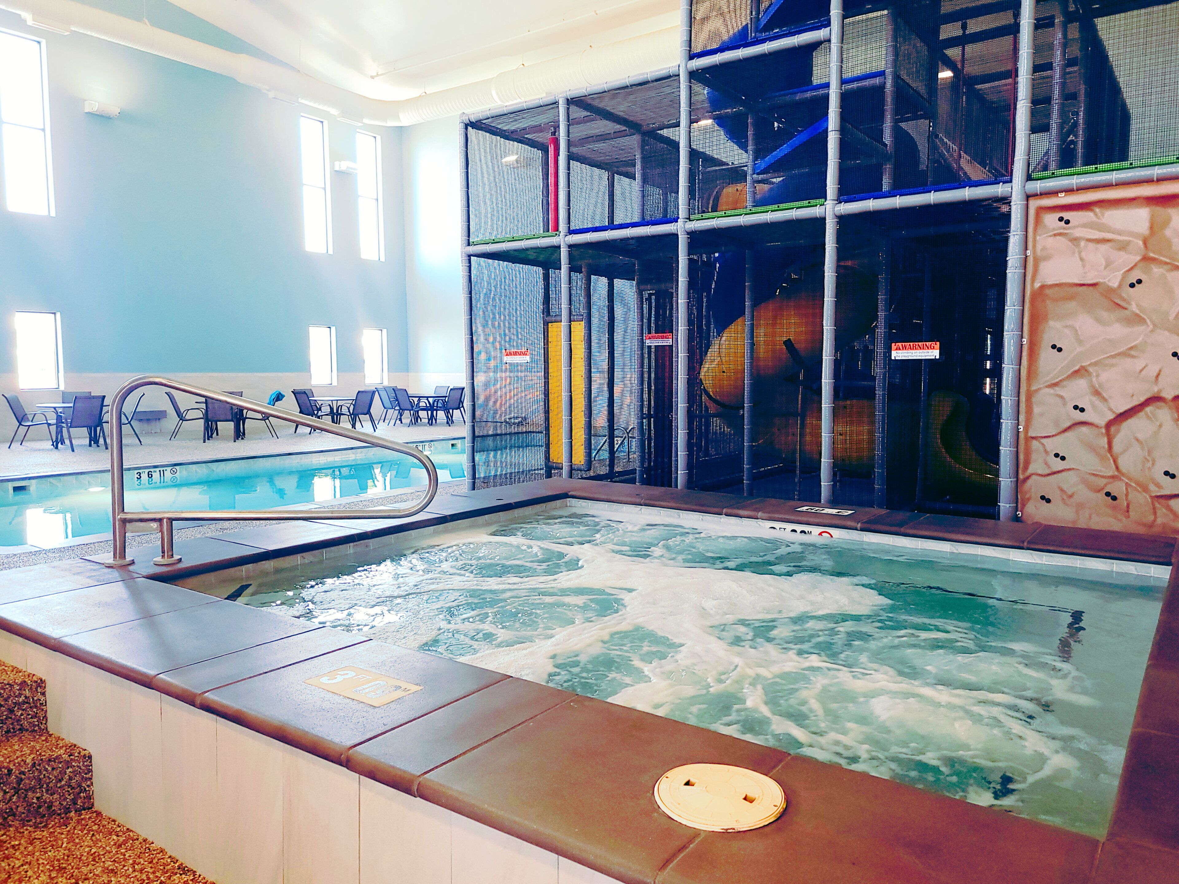 Indoor pool, open 8 AM to 10 PM, pool loungers
