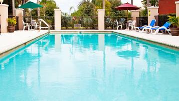 Outdoor pool, sun loungers