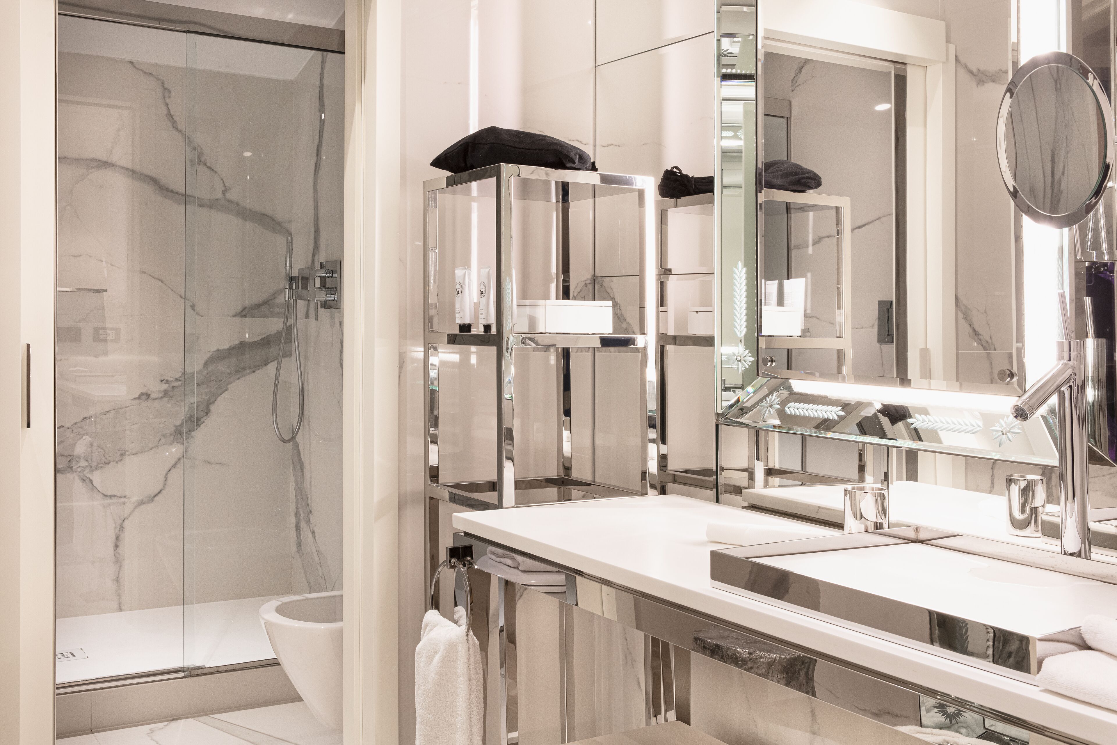 hair dryer, bathrobes, slippers, bidet