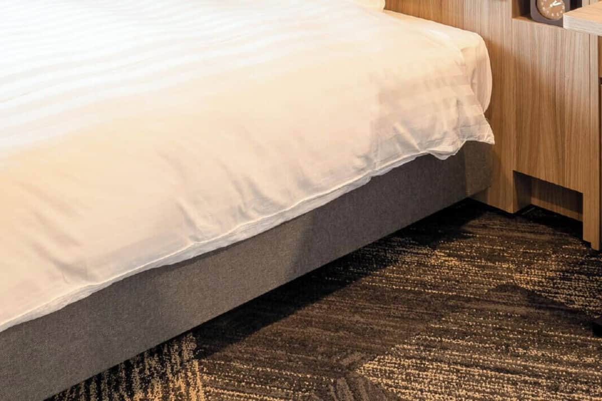 Premium bedding, desk, blackout curtains, soundproofing