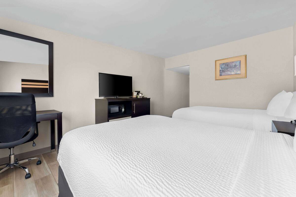 Standardzimmer, 2 Queen-Betten | Bügeleisen/Bügelbrett, Zustellbetten, kostenloses WLAN, Bettwäsche