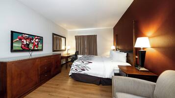 Desk, blackout curtains, iron/ironing board, free WiFi