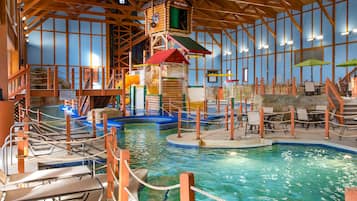 Indoor pool, open 9:00 AM to 9:00 PM, lifeguards on site
