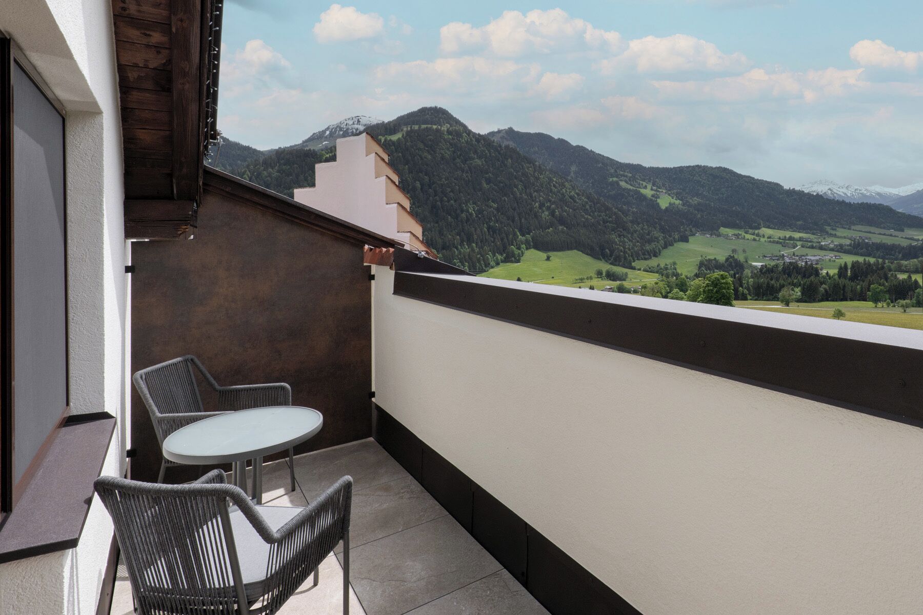 AlpenSchlössl family room, ca. 35 qm/ 2 bunk beds HP | View from room
