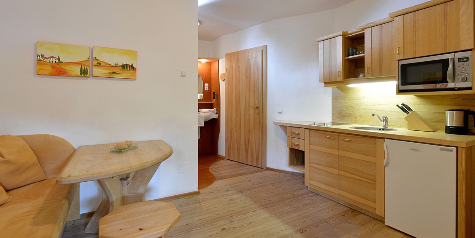 apartment (kleines bernstein) | private kitchenette | full-sized fridge, stovetop, cookware/dishes/utensils