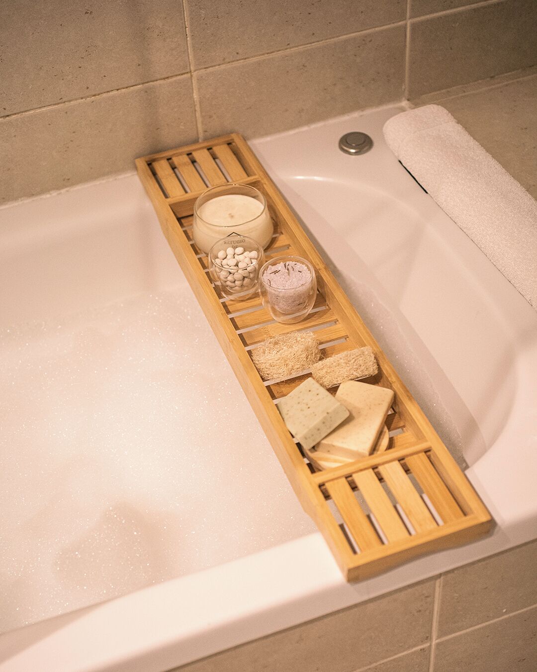 jetted bath, rainfall showerhead, free toiletries, hair dryer