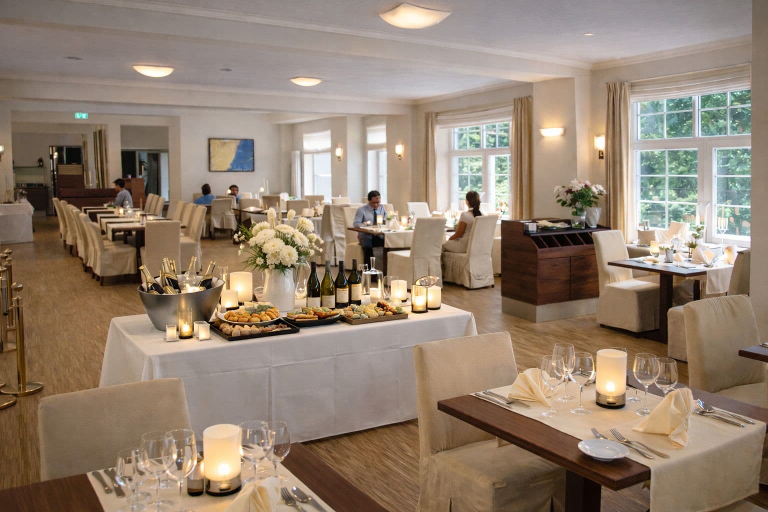 供应早餐和晚餐，国际美食