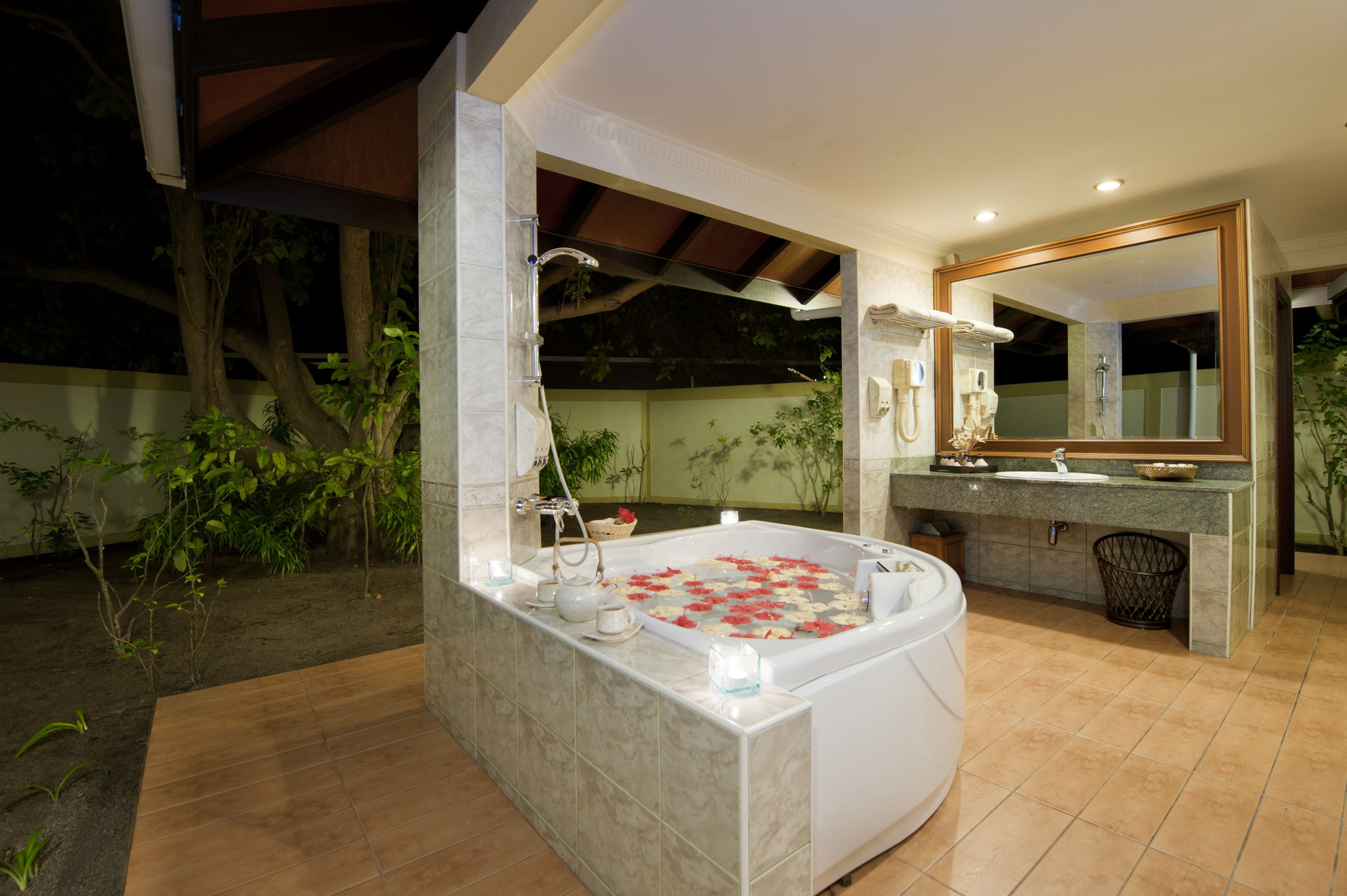 shower, free toiletries, hair dryer, slippers