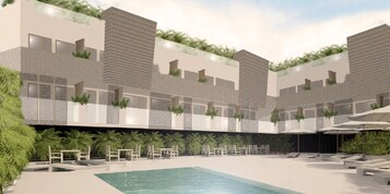 Una piscina al aire libre