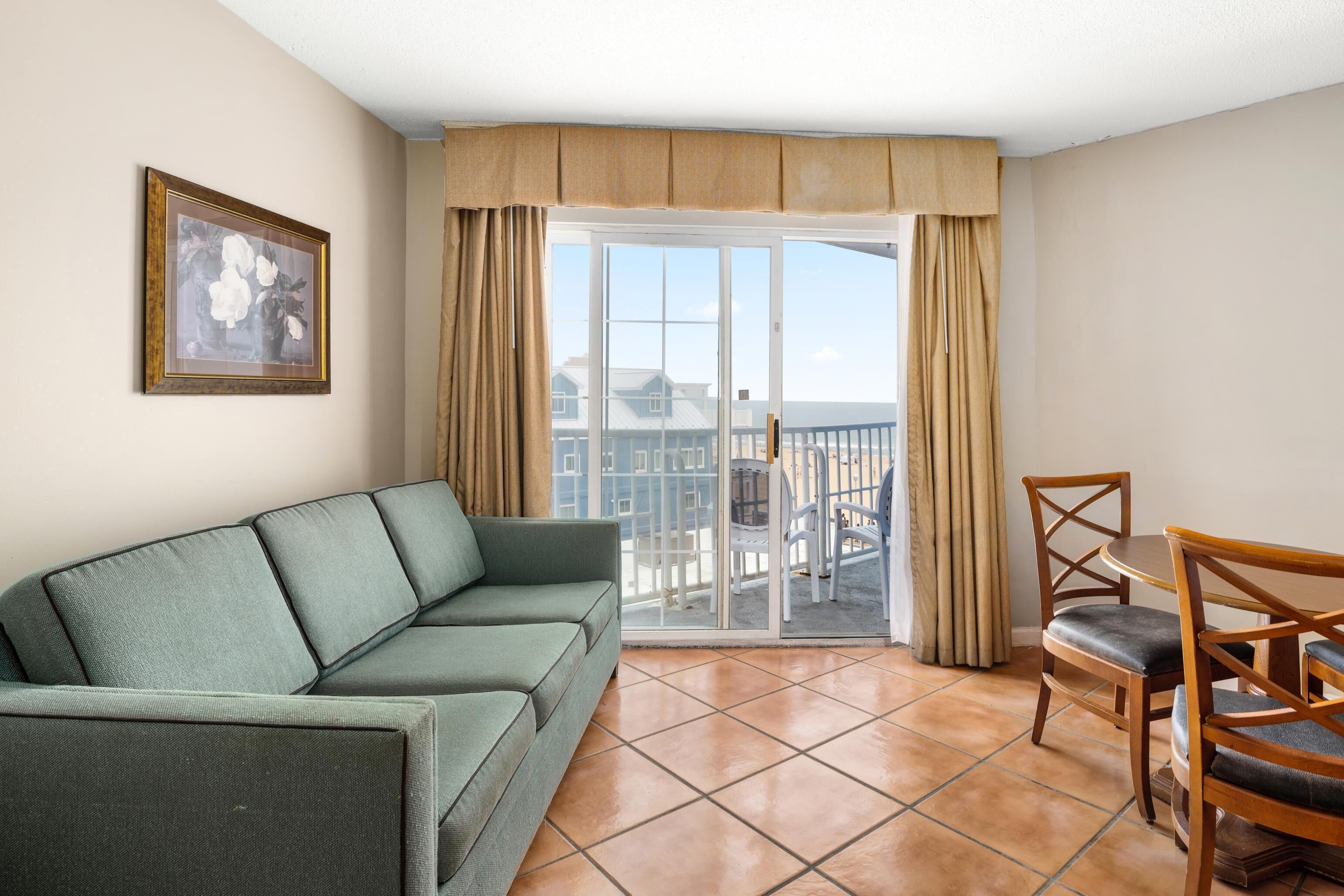 42-inch LCD TV with cable channels, TV, DVD player