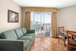 42-inch LCD TV with cable channels, TV, DVD player