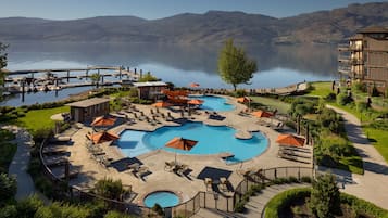 Seasonal outdoor pool, open 8:00 AM to 10:00 PM, pool umbrellas