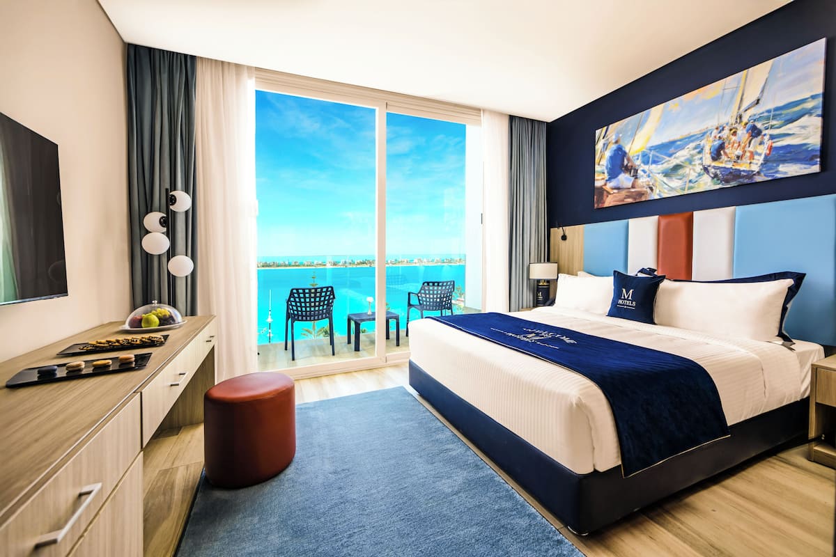 Executive Family Sea View | Bộ trải giường bằng vải cotton Ai Cập, bộ đồ giường cao cấp, minibar 