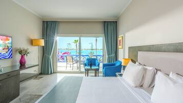 Chambre Standard Double ou avec lits jumeaux, vue mer (King) | Draps en coton égyptien, literie de qualité supérieure, minibar