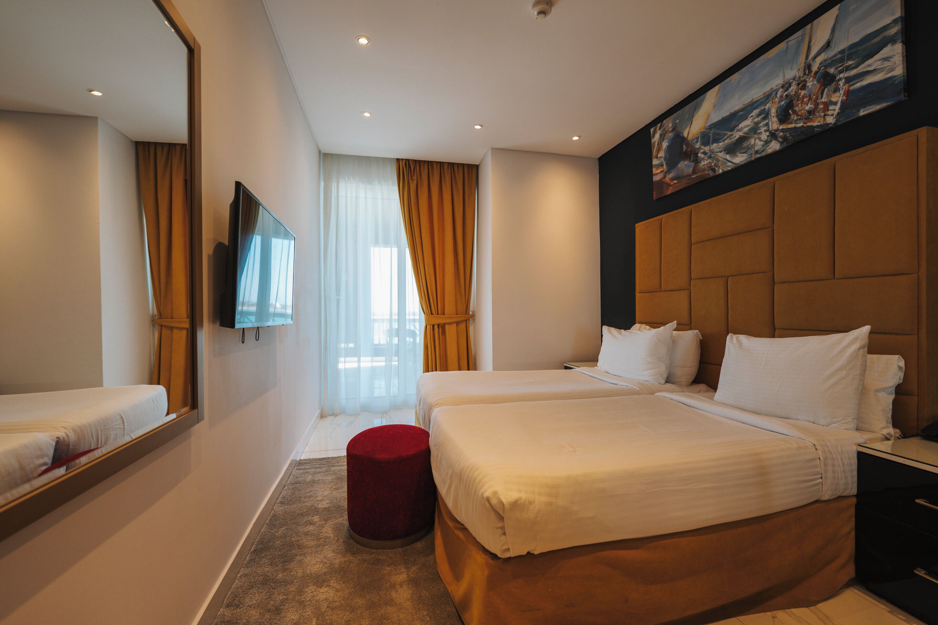 Suite familiar, vista al mar | Sábanas de algodón egipcio, ropa de cama de alta calidad y minibar 