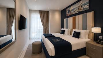 Sábanas de algodón egipcio, ropa de cama de alta calidad y minibar