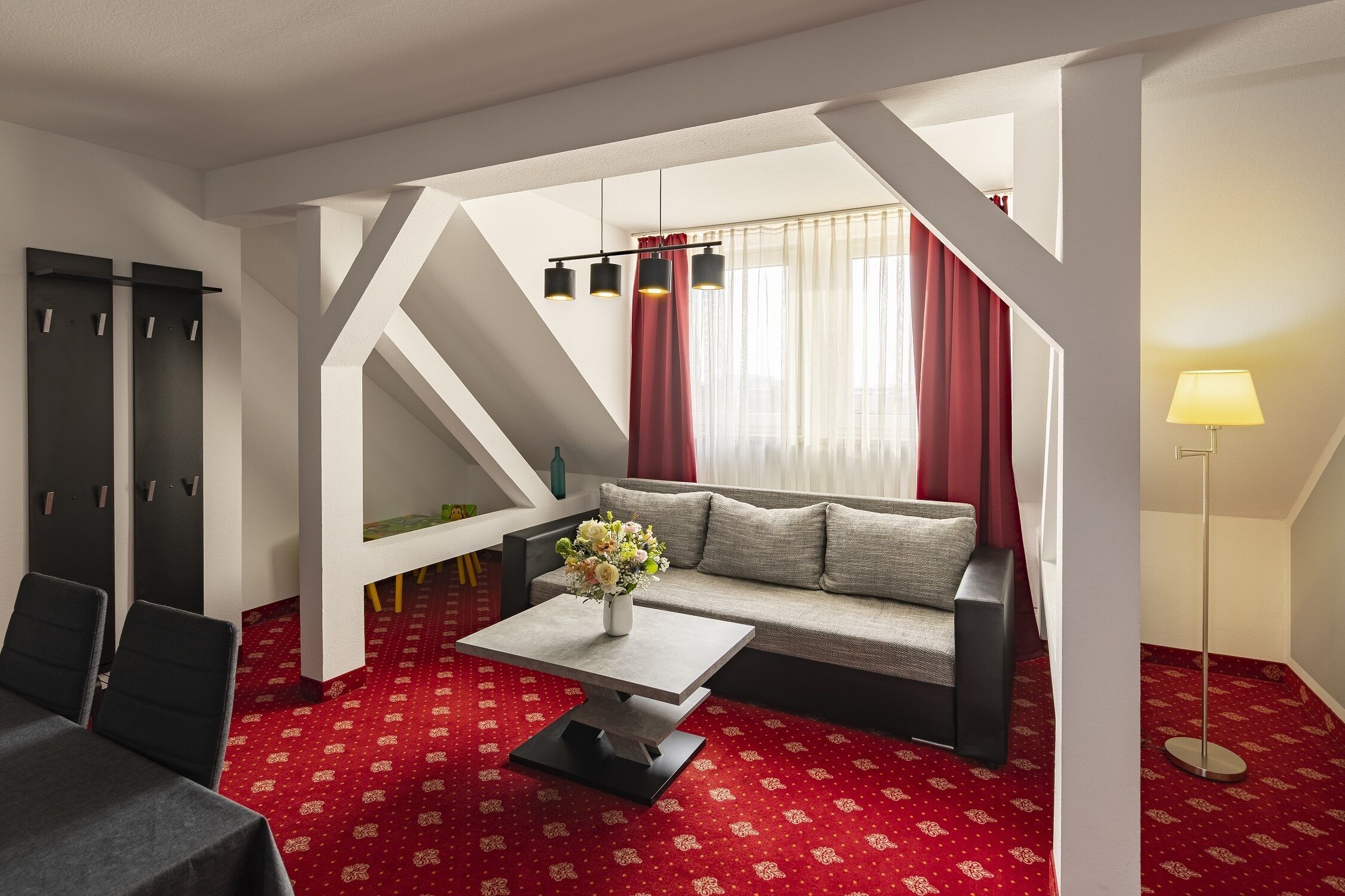 standard suite | living area | 66-inch tv with satellite channels