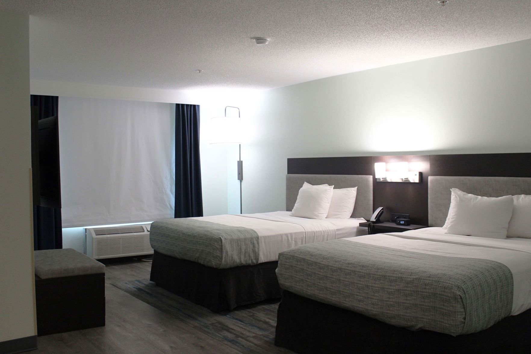 Hypo-allergenic bedding, in-room safe, desk, blackout curtains