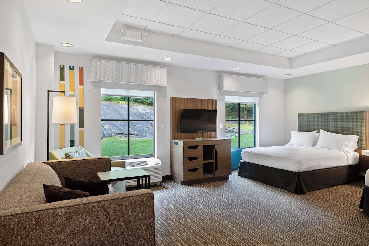 room, 2 queen beds, accessible, non smoking (roll-in shower) | living area | tv, video game console, pay films